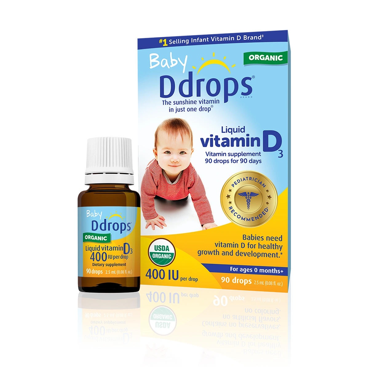 400 IU Organic Vitamin D3 Drops (90 Drops)